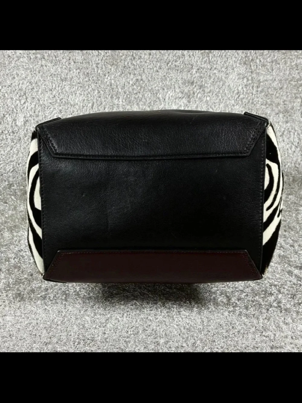 Mulberry Black Leather Shoulder Bag with Zebra-Print Panels